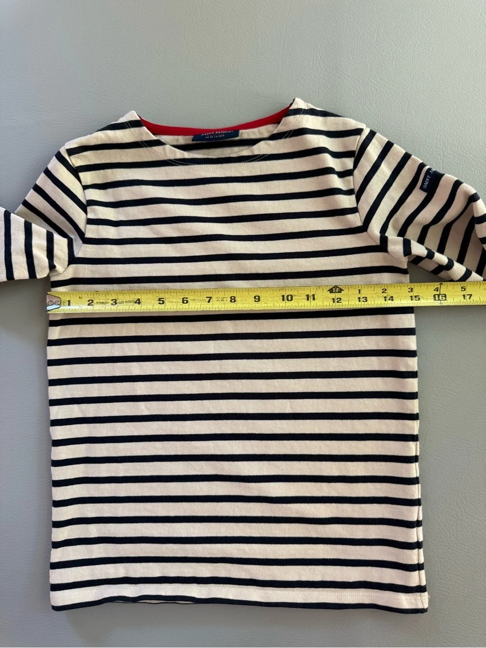 Saint James Girls Vaujany Striped Shirt with Heart Elbow Patches size 12